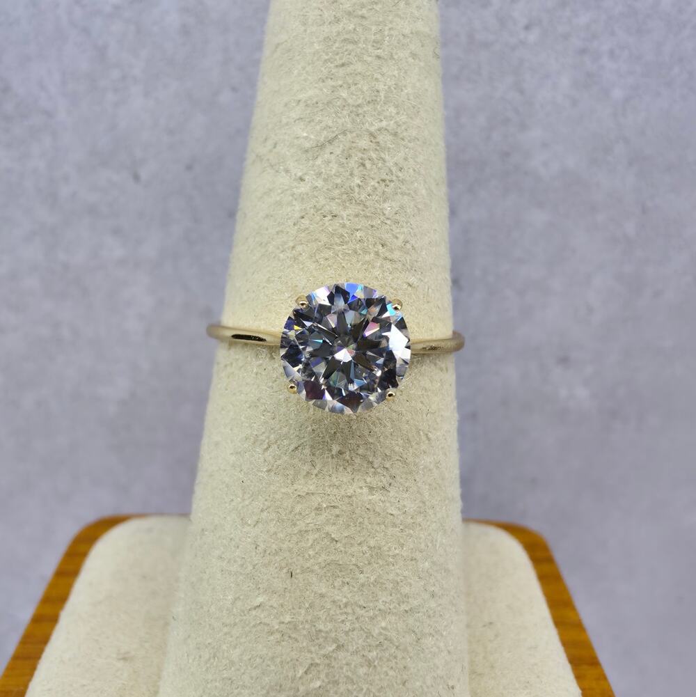 Size 7 1.5ct Moissanite Solitaire Ring 14K Gold Plated 925 Silver VVS GRA
